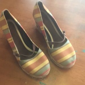 Striped Espadrille wedges